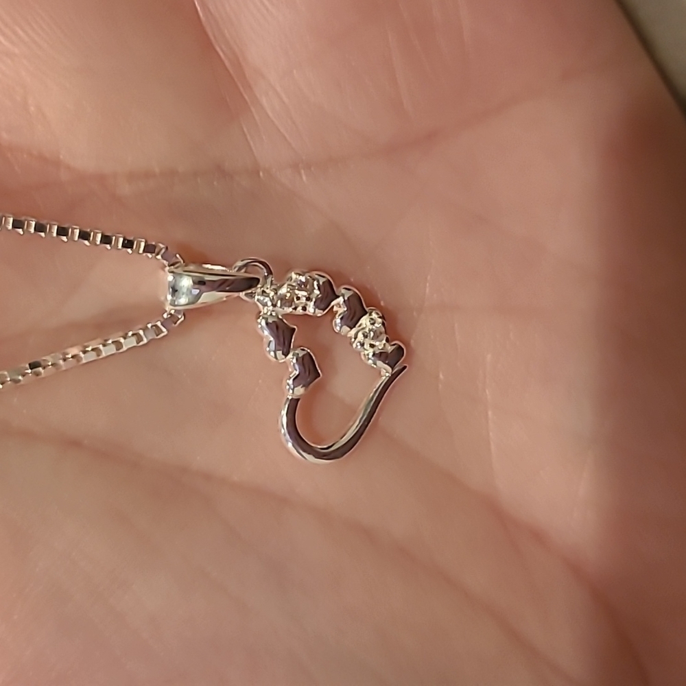 Hearts On Open Heart Sterling Silver Necklace